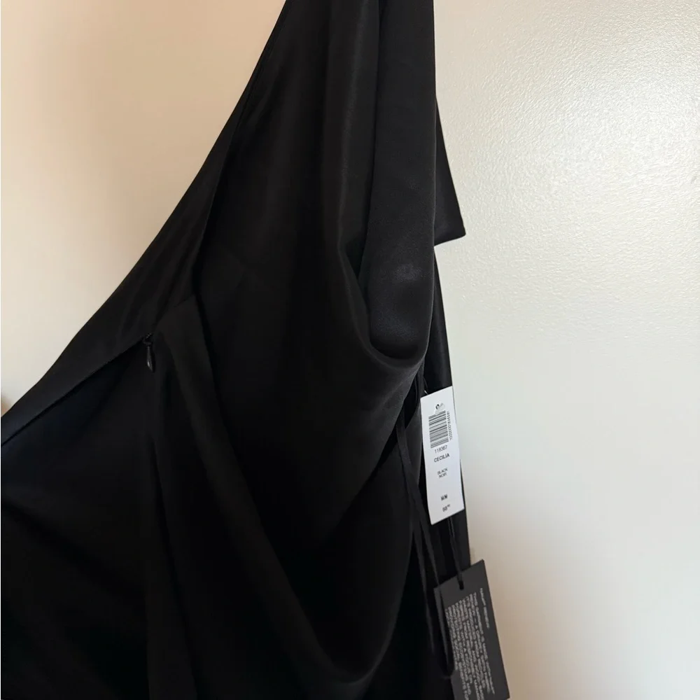Aritzia Cecilia Top Black Satin Halter Cowl Neck Top - Picture 3 of 3
